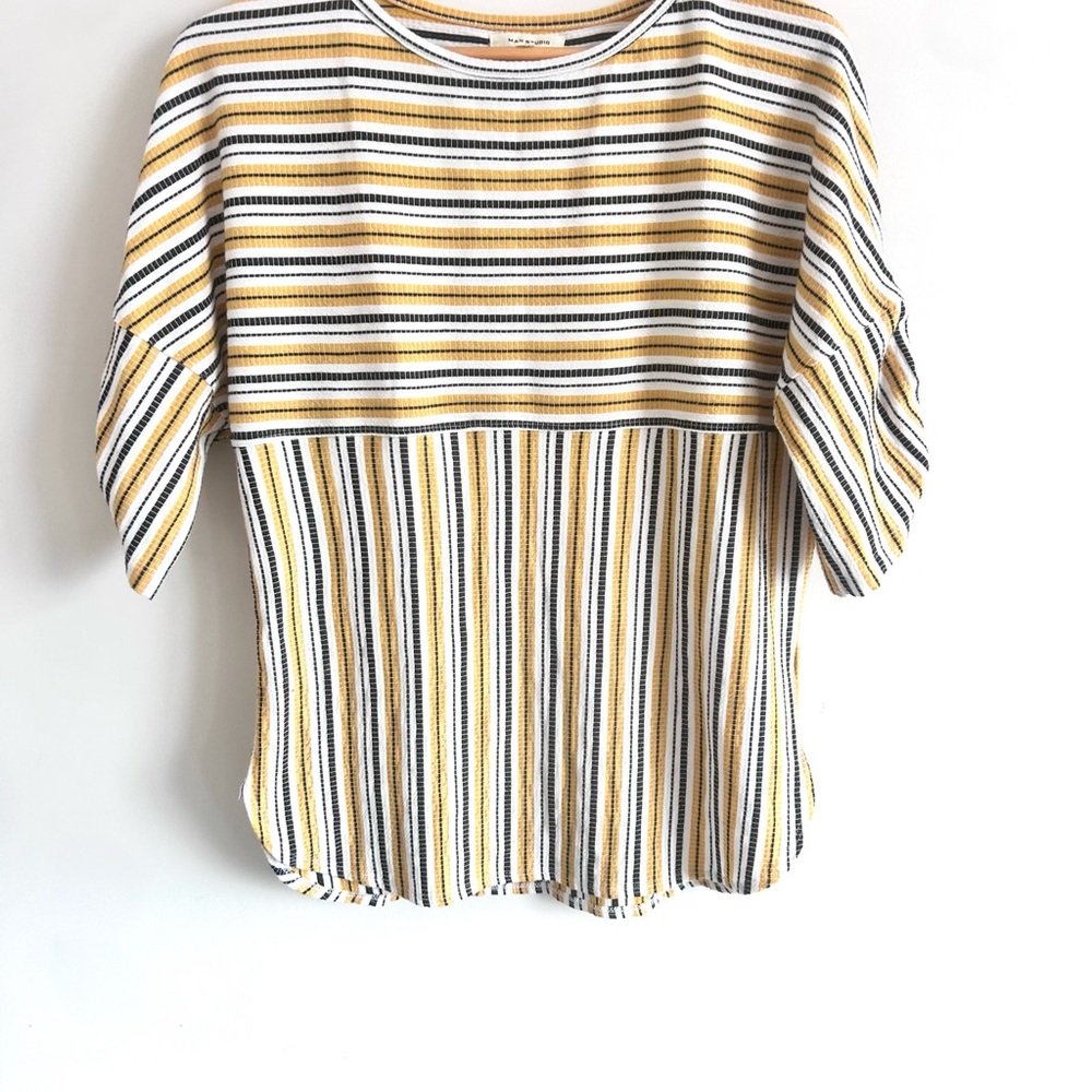 Max Studio Cream Boxy Pleated Blouse - Picture 3 of 7